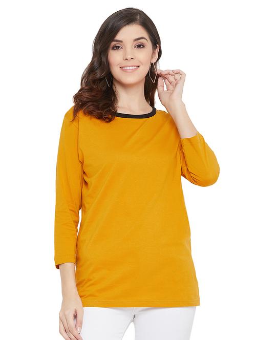 contrast piped round neck tee - 17537252 - Very Small Image - 1