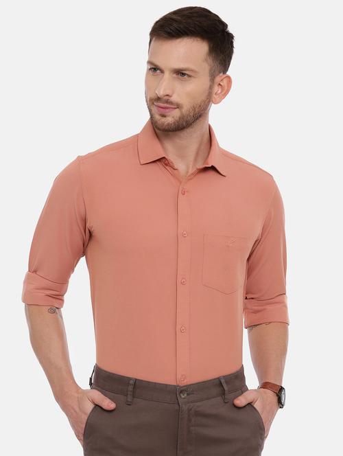 orange solid formal shirt - 17537777 - Very Small Image - 1