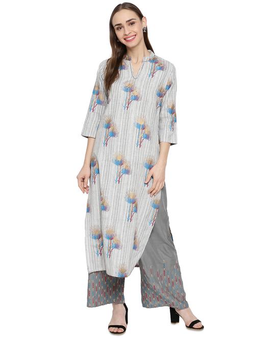 gold print kurta palazzo set - 17538198 - Very Small Image - 1
