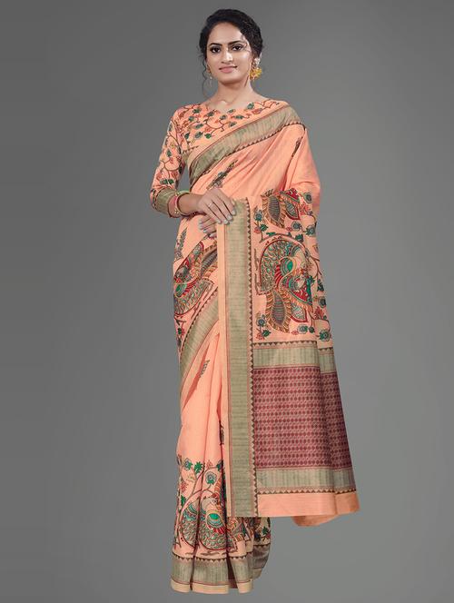 conversational printed saree with blouse - 17539121 - Very Small Image - 1