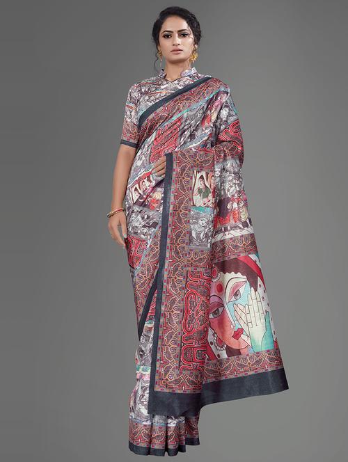 conversational printed saree - 17539122 - Very Small Image - 1
