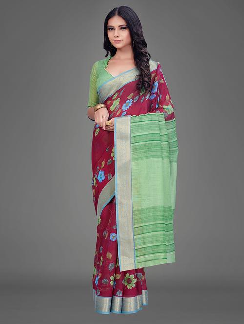 floral printed saree - 17539153 - Very Small Image - 1