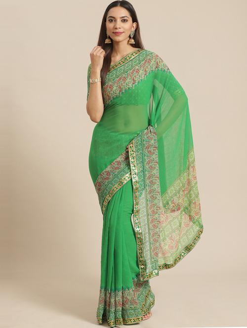 solid printed saree - 17539167 - Very Small Image - 1