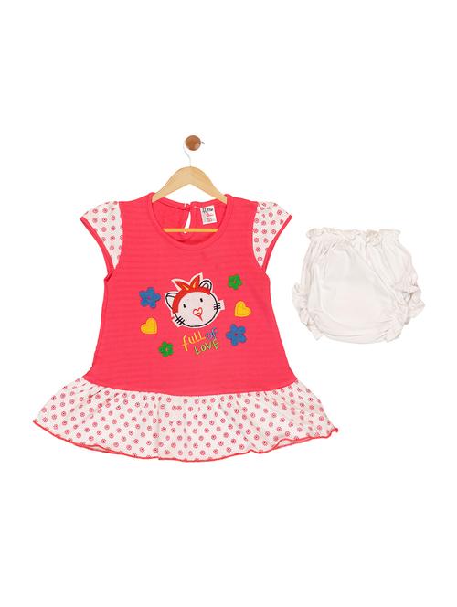 pink cotton blend frock - 17539224 - Very Small Image - 1