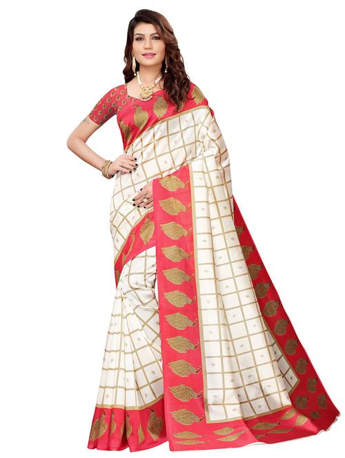 checkered mysore silk saree with blouse - 17539339 - Very Small Image - 1