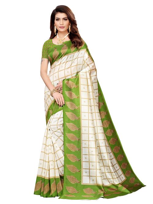 checkered mysore silk saree with blouse - 17539342 - Very Small Image - 1