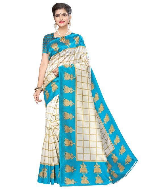 checkered mysore silk saree with blouse - 17539351 - Very Small Image - 1