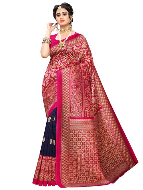 half & half mysore silk saree with blouse - 17539358 - Very Small Image - 1