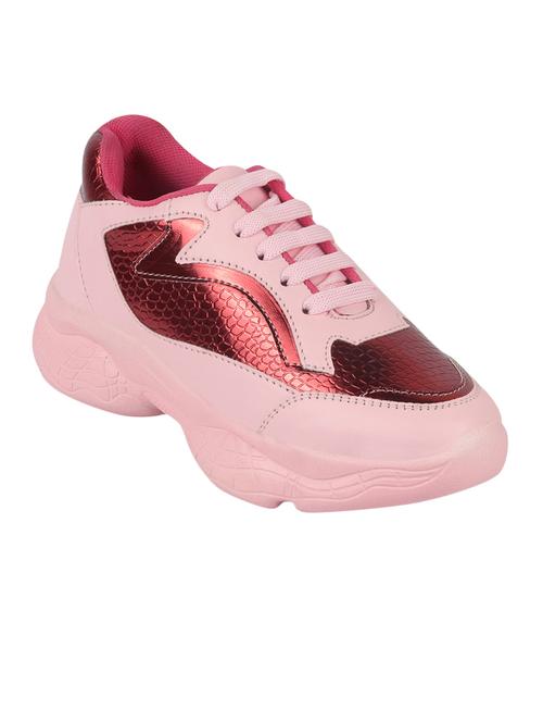 pink pu laceup sports shoes - 17539858 - Very Small Image - 1