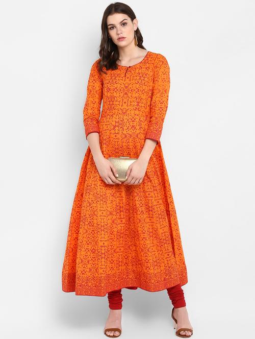 printed flared kurta - 17540125 - Very Small Image - 1