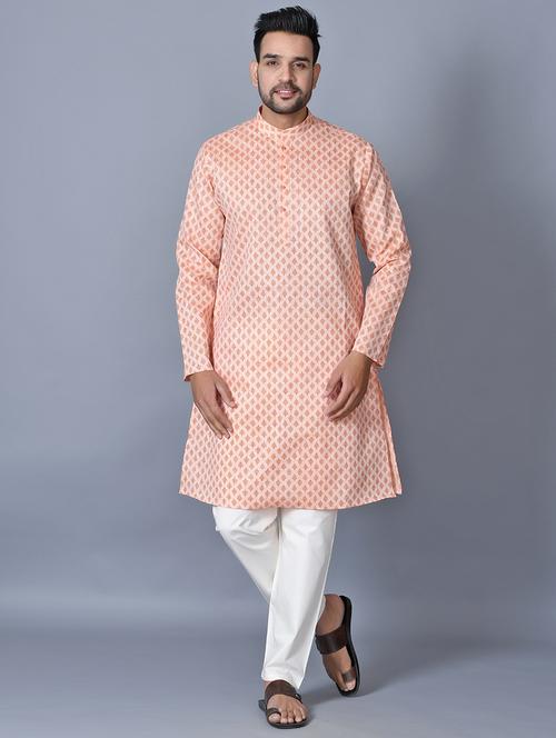 orange printed kurta pajama ethnic wear set - 17541053 - Very Small Image - 1