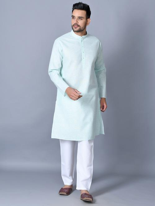 turquoise solid kurta pajama ethnic wear set - 17541059 - Very Small Image - 1