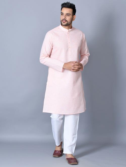 orange solid kurta pajama ethnic wear set - 17541060 - Very Small Image - 1