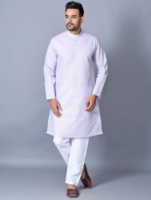 lilac solid kurta pajama ethnic wear set - 17541061 - Very Small Image - 1