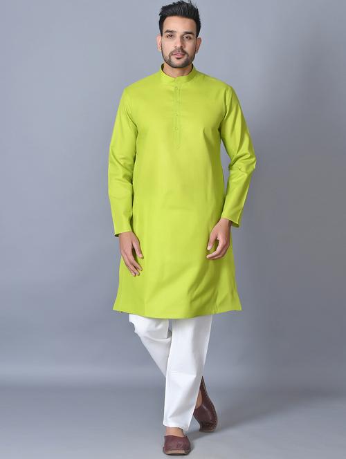 green solid kurta pajama ethnic wear set - 17541066 - Very Small Image - 1