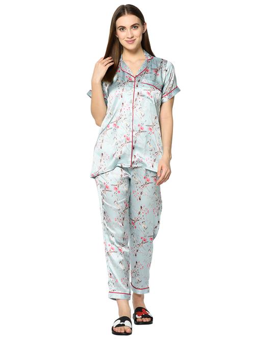 floral nightwear pajama set - 17541199 - Very Small Image - 1