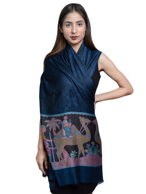 navy blue wool shawl - 17542252 - Very Small Image - 1