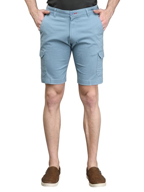 light blue solid bermuda shorts - 17542385 - Very Small Image - 1