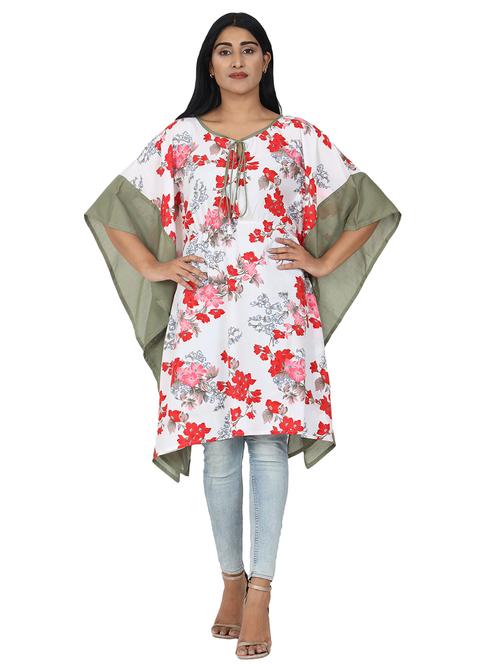 tie up neck floral kaftan - 17542693 - Very Small Image - 1