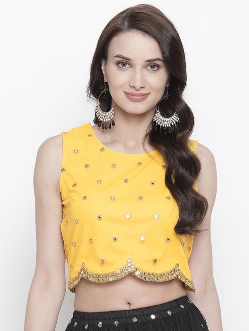 yellow net crop top - 17543327 - Very Small Image - 1