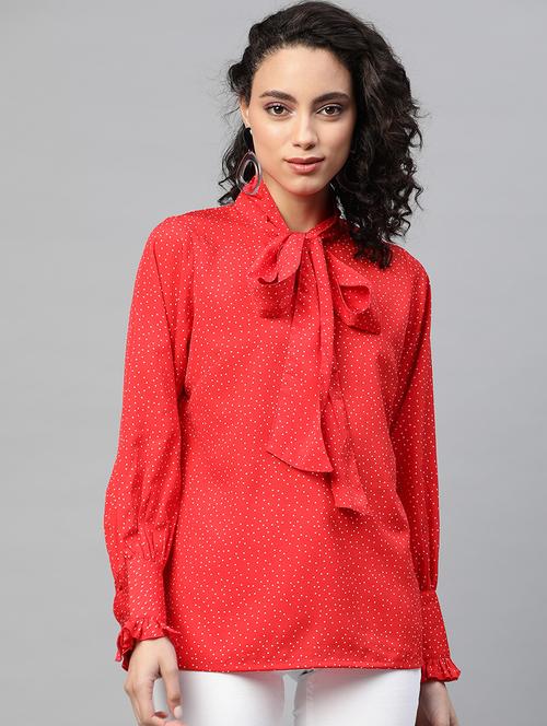 tie up neck polka dot top - 17543388 - Very Small Image - 1