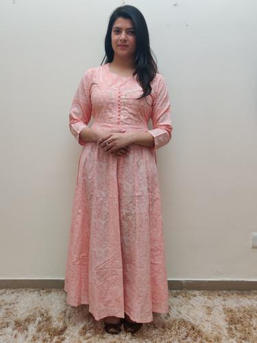 pink cotton anarkali kurti - 17543408 - Very Small Image - 1