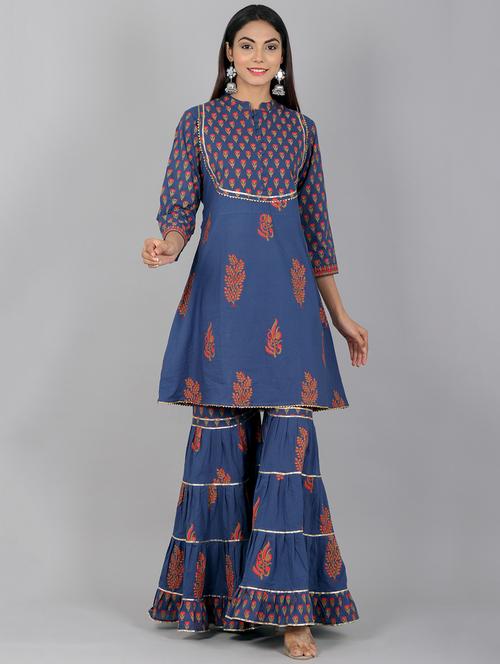 floral kurta sharara set - 17543446 - Very Small Image - 1