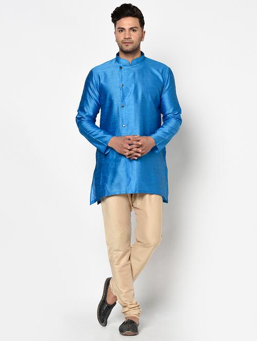 blue self design kurta pyjama ethnic wear set - 17543527 - Very Small Image - 1