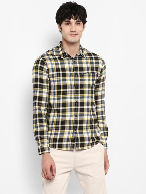 yellow checkered casual shirt - 17544549 - Very Small Image - 1