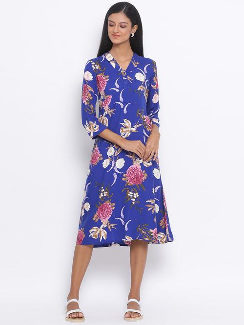 v neck floral a-line dress - 17544664 - Very Small Image - 1