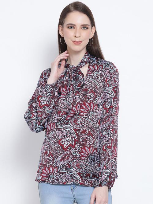 tie up neck printed top - 17544666 - Very Small Image - 1