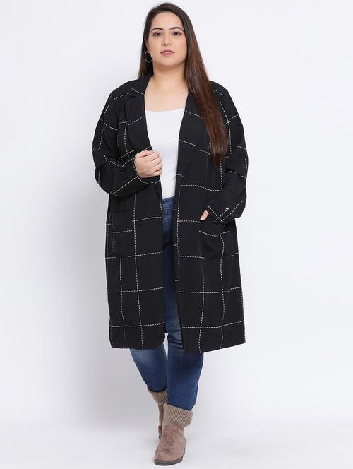 lapel neck checkered shrug - 17544674 - Very Small Image - 1