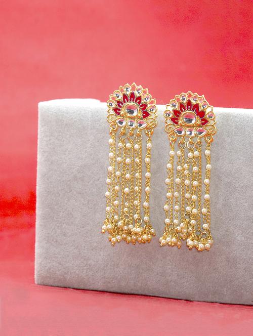red metal drop earring - 17544697 - Very Small Image - 1