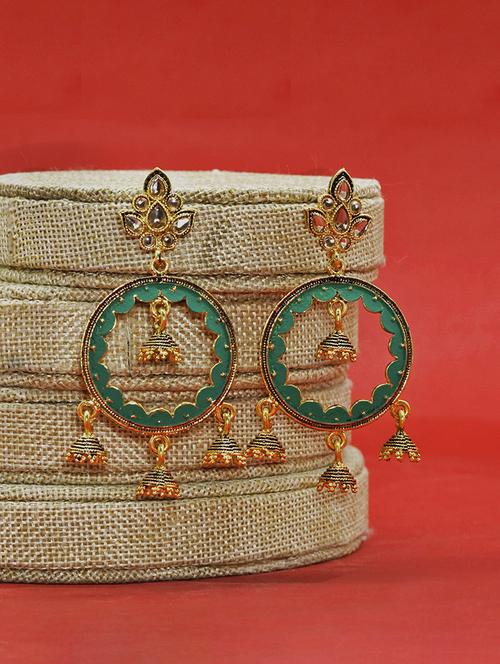 green metal drop earring - 17544726 - Very Small Image - 1
