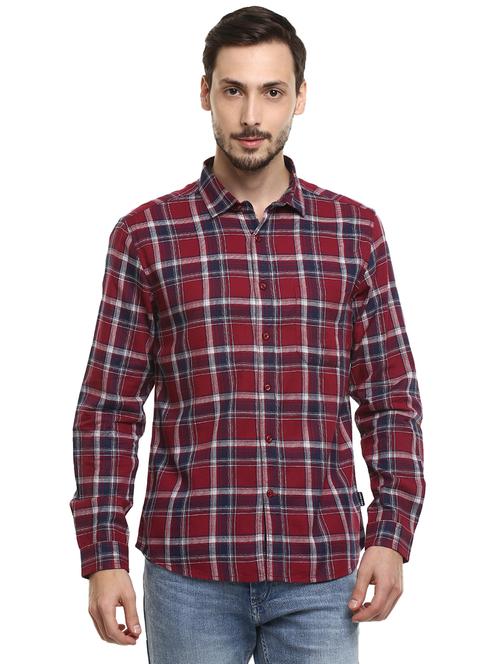 maroon checkered casual shirt - 17545892 - Very Small Image - 1