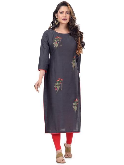 embroidered straight kurta - 17545912 - Very Small Image - 1