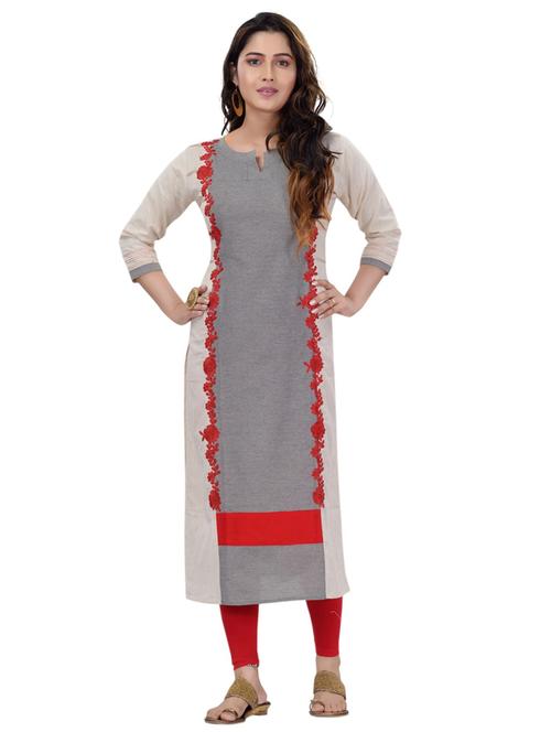 embroidered straight kurta - 17545915 - Very Small Image - 1
