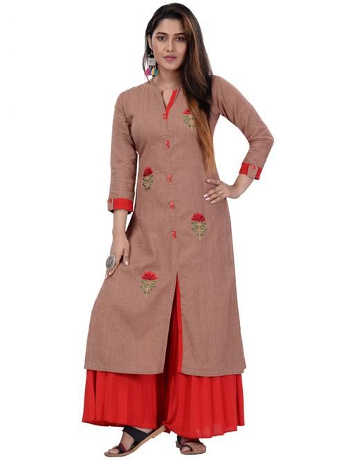 embroidered straight kurta - 17545928 - Very Small Image - 1