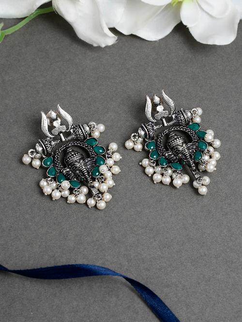 green brass drop earring - 17545952 - Very Small Image - 1
