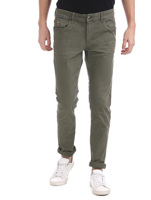 olive green plain jeans - 17546387 - Very Small Image - 1