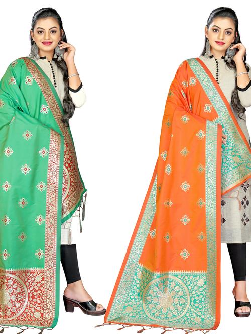 set of 2 banarasi dupatta - 17546896 - Very Small Image - 1
