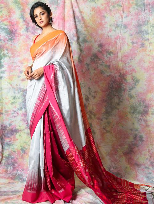 ikat handloom saree with blouse - 17546996 - Very Small Image - 1