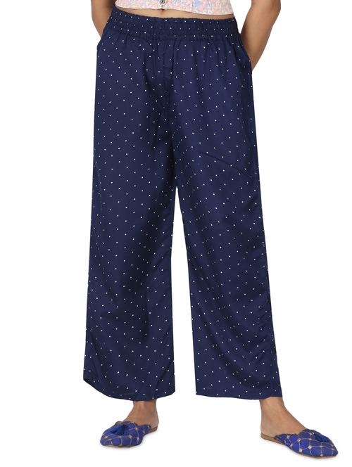 navy blue crepe palazzos - 17547067 - Very Small Image - 1