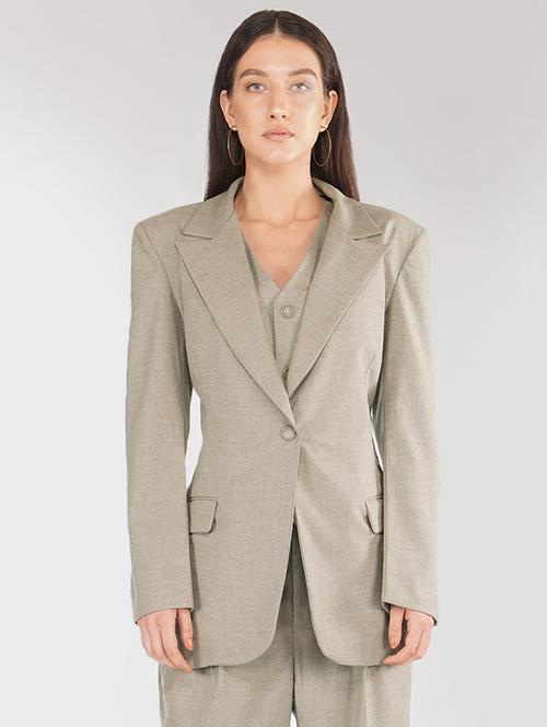 grey solid formal blazer - 17547254 - Very Small Image - 1