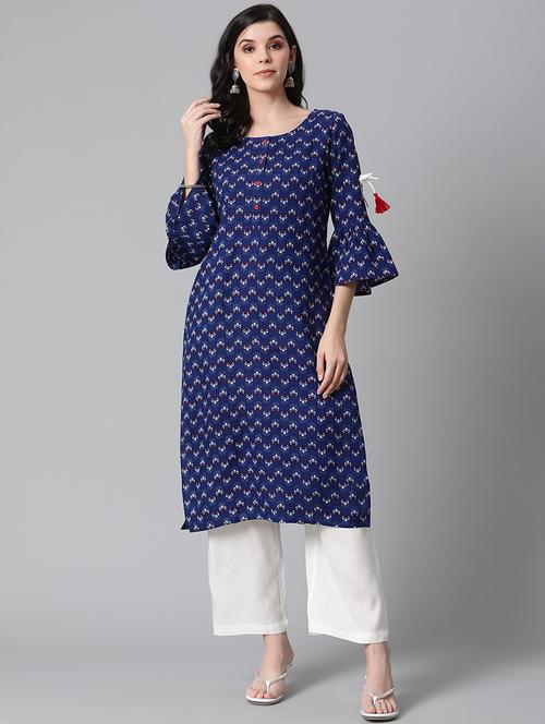 printed straight kurta - 17547419 - Very Small Image - 1