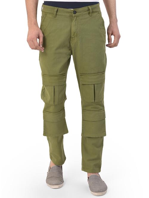olive green plain denim jeans - 17547610 - Very Small Image - 1