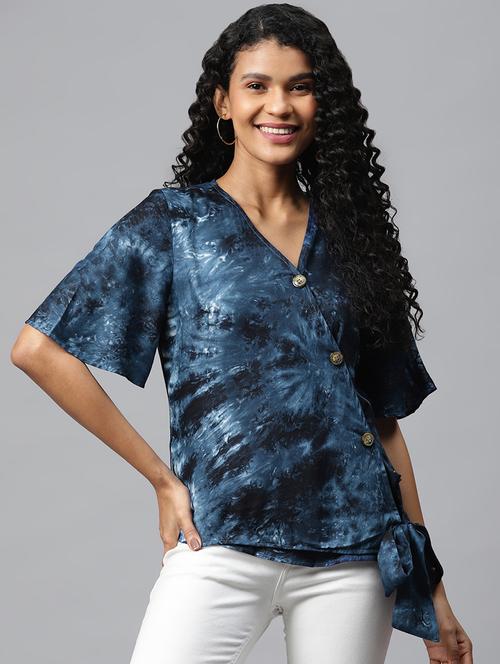 tie & dye wrap top - 17547740 - Very Small Image - 1