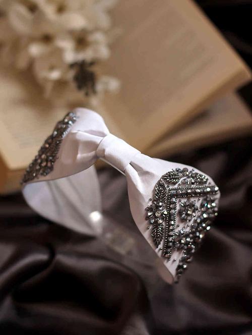 white cotton blend hair band - 17547998 - Very Small Image - 1