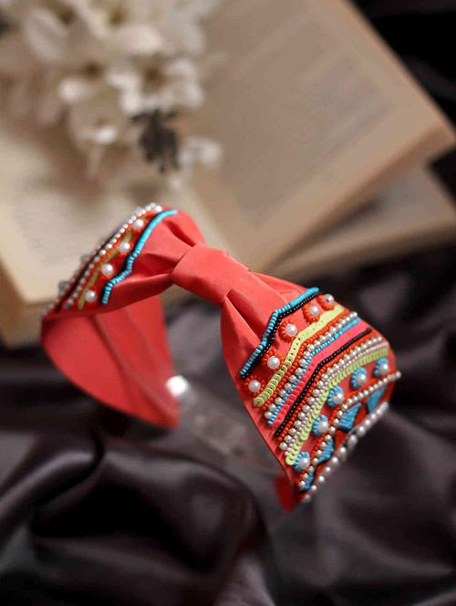 orange cotton blend hair band - 17548009 - Very Small Image - 1
