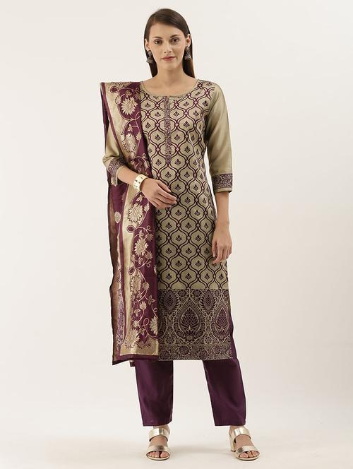 zari work unstitched suit - 17548844 - Very Small Image - 1